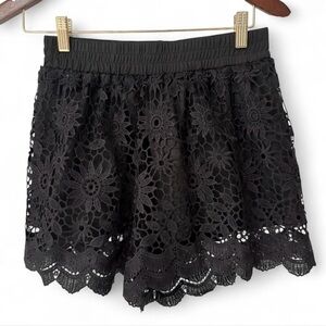 Black Crocheted Lace Floral Shorts - NWOT